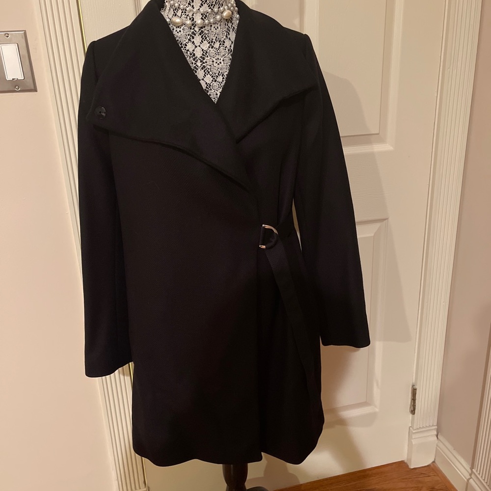 BNWT Zara Black Coat-Manteco Italian 75%Wool Sz M Retail $199